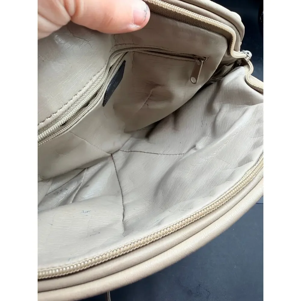 Etra Taupe Leather Slouchy Crossbody Clutch Bag Soft Minimalist